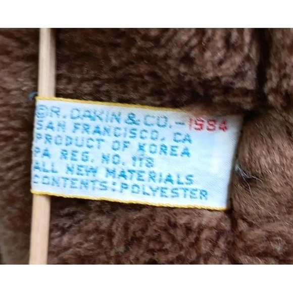 Vintage 1984 Dakin Nature Babies 14" Brown E. Bear Plush Teddy Velvet Paws READ - Picture 6 of 10